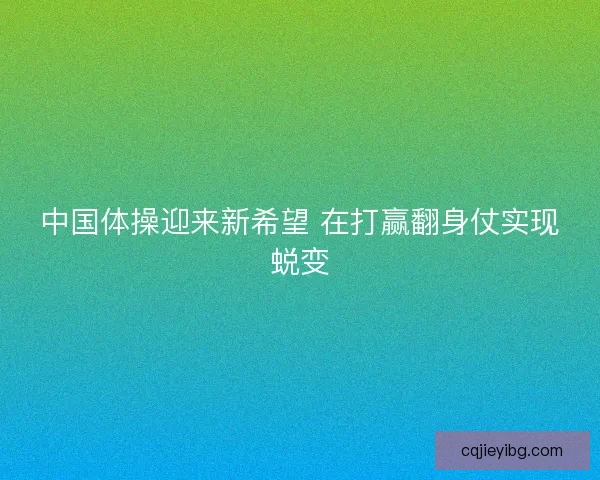 中国体操迎来新希望 在打赢翻身仗实现蜕变