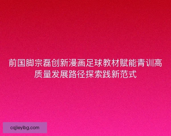前国脚宗磊创新漫画足球教材赋能青训高质量发展路径探索践新范式